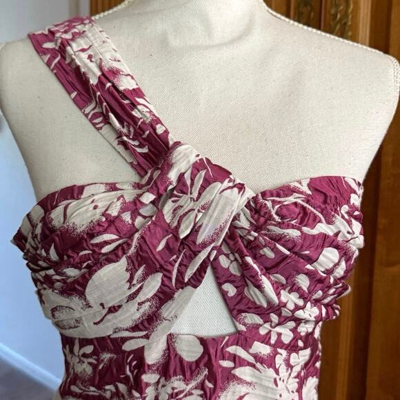 Alexis Livie one shoulder sheath mini dress Fuschia pink jacquard women’s M med - Picture 8 of 13